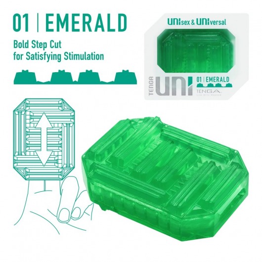 Зеленый мастурбатор-стимулятор Tenga Uni Emerald - Tenga - в Новом Уренгое купить с доставкой