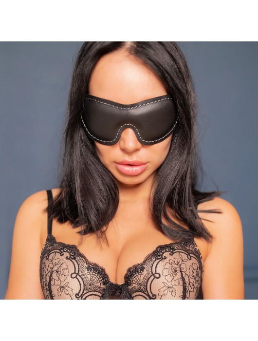 Черная мягкая закрытая маска из натуральной кожи - Crazy Handmade - купить с доставкой в Новом Уренгое