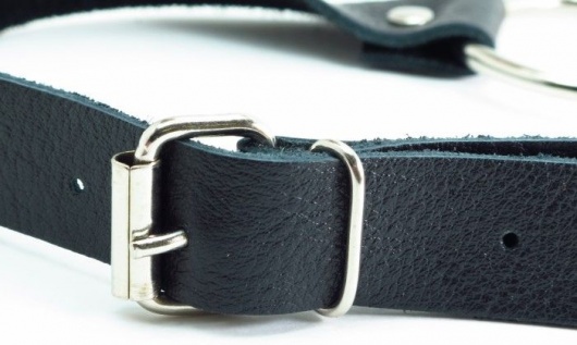 Черный кожаный кляп с кольцом - БДСМ Арсенал - купить с доставкой в Новом Уренгое