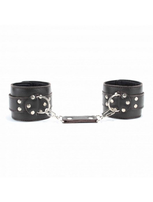 Коричневые оковы из мягкой кожи на металлической цепочке - БДСМ Арсенал - купить с доставкой в Новом Уренгое