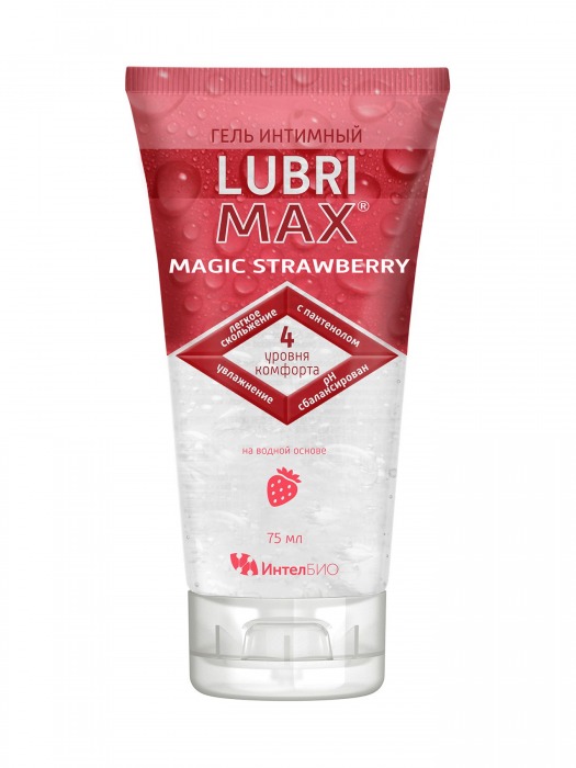 Интимный гель-смазка на водной основе Lubrimax Magic Strawberry - 75 мл. - ИнтелБИО - купить с доставкой в Новом Уренгое