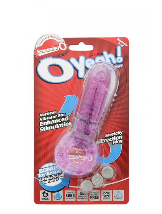 Фиолетовое эрекционное кольцо с вибрацией и пальчиком OYEAH PURPLE - Screaming O - в Новом Уренгое купить с доставкой