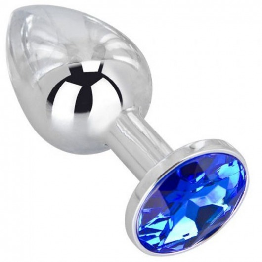 Анальное украшение BUTT PLUG  Small с синим кристаллом - 7 см. - Anal Jewelry Plug - купить с доставкой в Новом Уренгое