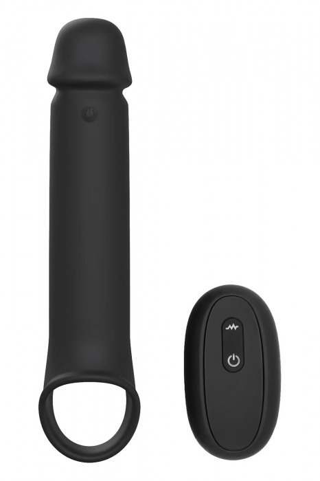 Черная насадка-удлинитель с вибрацией Vibrating Extender With Remote - Dream Toys - в Новом Уренгое купить с доставкой