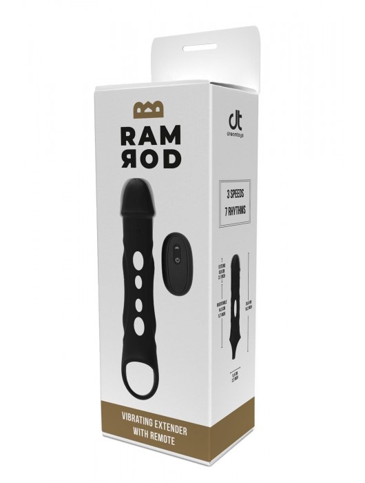 Черная насадка-удлинитель Vibrating Extender With Remote с вибрацией - Dream Toys - в Новом Уренгое купить с доставкой