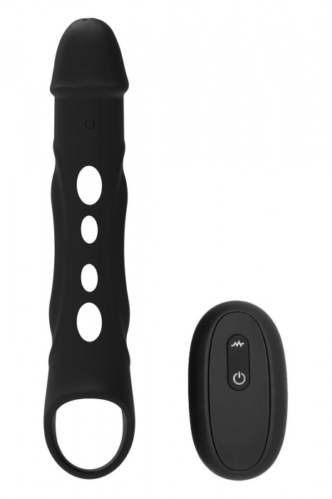 Черная насадка-удлинитель Vibrating Extender With Remote с вибрацией - Dream Toys - в Новом Уренгое купить с доставкой