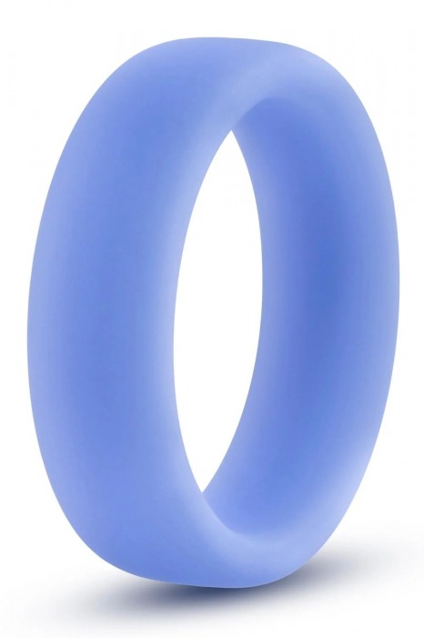 Голубое люминесцентное кольцо Silicone Glo Cock Ring - Blush Novelties - в Новом Уренгое купить с доставкой
