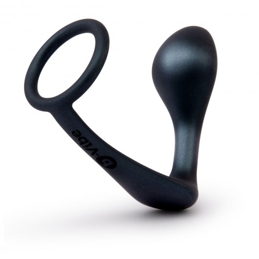 Черное эрекционное кольцо со стимулятором простаты Ringer Cock Ring   Plug - b-Vibe - в Новом Уренгое купить с доставкой
