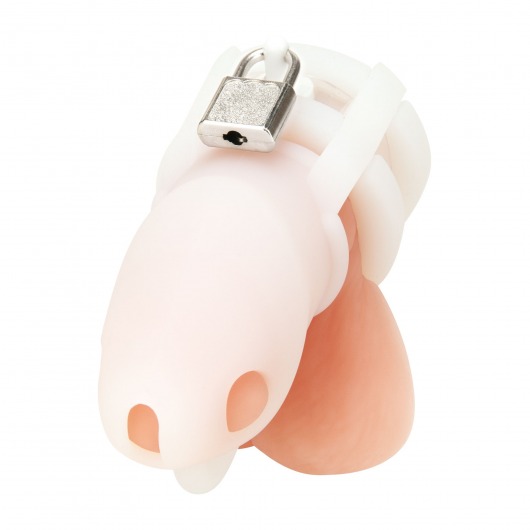 Белая клетка для пениса Silicone Small 2 in Cock Cage With Ball Divider - BlueLine - купить с доставкой в Новом Уренгое
