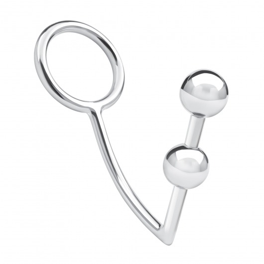Кольцо на пенис с анальным стимулятором Two Bead Stainless Steel Anal Hook   Cock Ring - BlueLine - в Новом Уренгое купить с доставкой