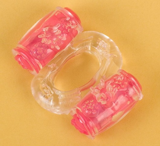 Прозрачное виброкольцо с двумя вибропульками - Toyfa Basic - в Новом Уренгое купить с доставкой