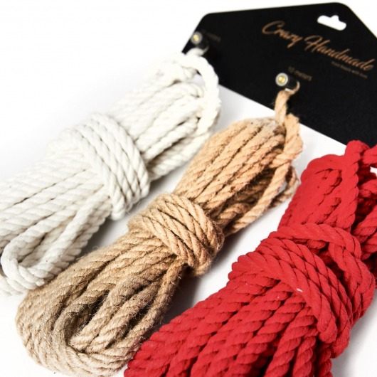 Набор из 3 разноцветных веревок для шибари - Crazy Handmade - купить с доставкой в Новом Уренгое
