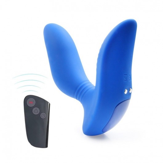 Синий вибромассажер простаты 3,5’’ Remote Control Curve P-spot Massager - 12 см. - Erokay - в Новом Уренгое купить с доставкой