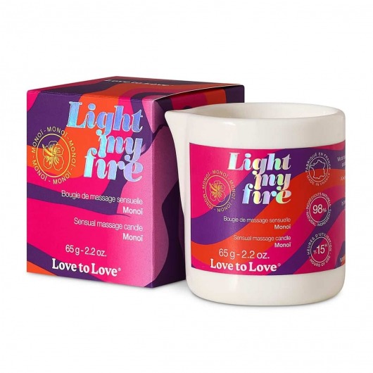 Массажная свеча Light My Fire с ароматом моной - 80 мл. - Love to Love - купить с доставкой в Новом Уренгое