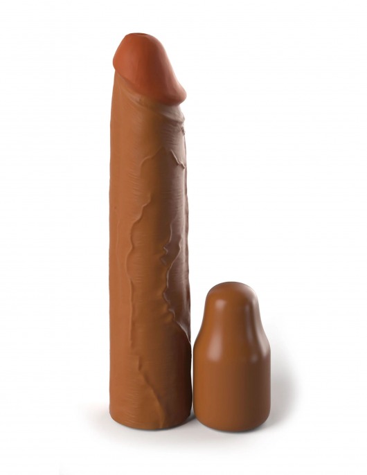 Коричневая насадка на член 2  Silicone X-tension - 20,3 см. - Pipedream - в Новом Уренгое купить с доставкой