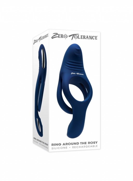 Синее эрекционное виброкольцо с двойным подхватом мошонки Ring Around The Rosy - Zero Tolerance - в Новом Уренгое купить с доставкой