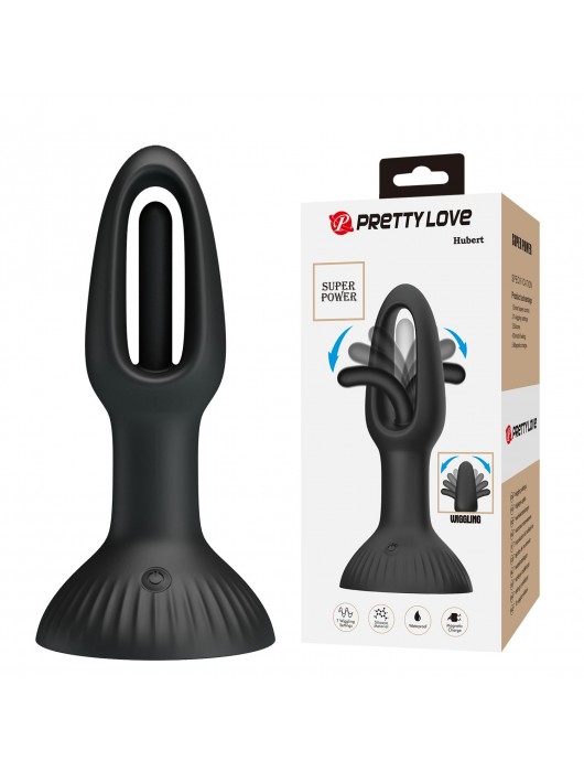 Черная анальная пробка с функцией фингеринга Hubert - 13,9 см. - Baile