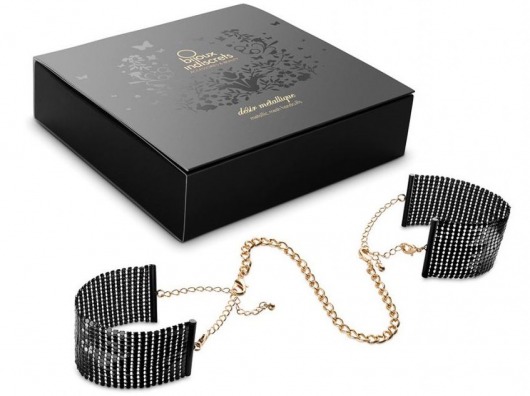 Чёрные дизайнерские наручники Desir Metallique Handcuffs Bijoux - Bijoux Indiscrets - купить с доставкой в Новом Уренгое