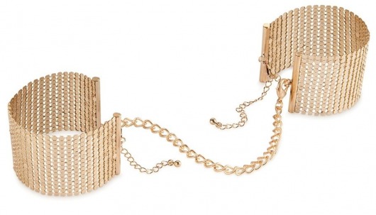 Дизайнерские золотистые наручники Desir Metallique Handcuffs Bijoux - Bijoux Indiscrets - купить с доставкой в Новом Уренгое