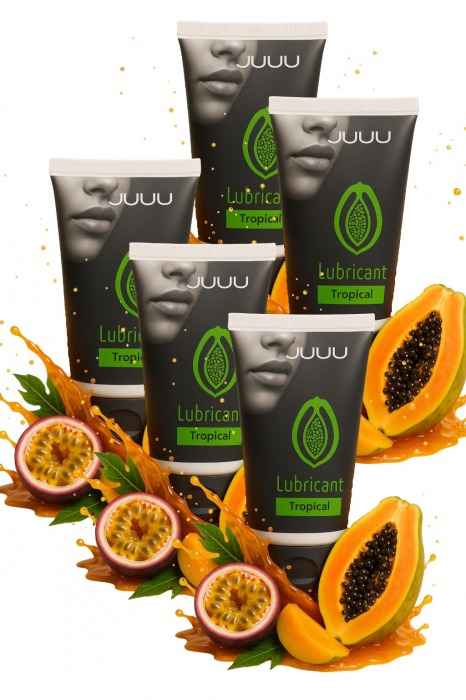 Набор из 5 съедобных лубрикантов JUJU со вкусом тропических фруктов - JuJu - купить с доставкой в Новом Уренгое