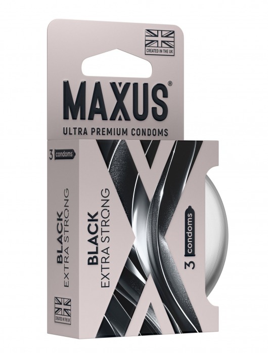 Черные утолщенные презервативы MAXUS Extra Strong с железным кейсом - 3 шт. - Maxus - купить с доставкой в Новом Уренгое