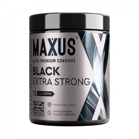 Черные утолщенные презервативы MAXUS Extra Strong с железным кейсом - 15 шт. - Maxus - купить с доставкой в Новом Уренгое
