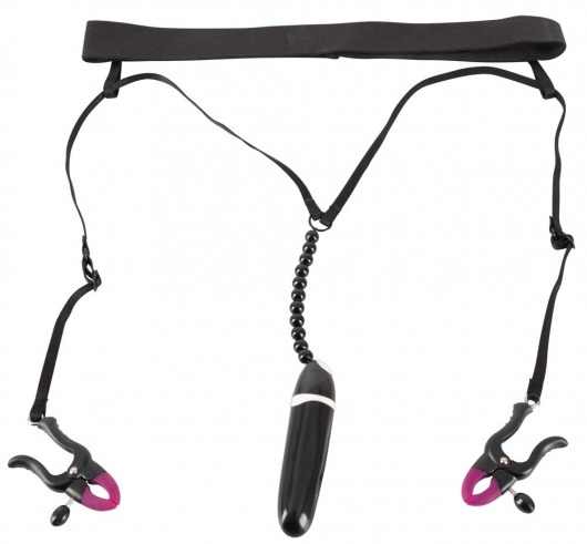 Женские вибростринги с зажимами для половых губ Spreader String with Vibrator - Orion - купить с доставкой в Новом Уренгое