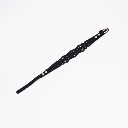 Черный ажурный чокер с золотистой фурнитурой - Crazy Handmade - купить с доставкой в Новом Уренгое