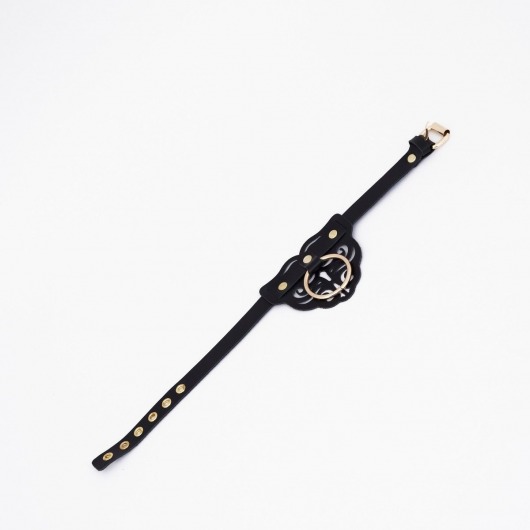 Черный чокер с клепками и золотистой фурнитурой - Crazy Handmade - купить с доставкой в Новом Уренгое