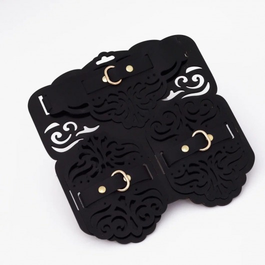 Фигурный набор для БДСМ-игр с узорами и золотистой фурнитурой - Crazy Handmade - купить с доставкой в Новом Уренгое