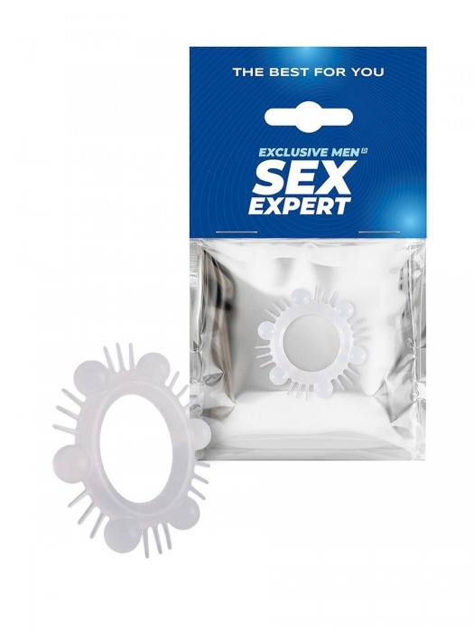Эластичное эрекционное кольцо с шипиками и шариками - Sex Expert - в Новом Уренгое купить с доставкой