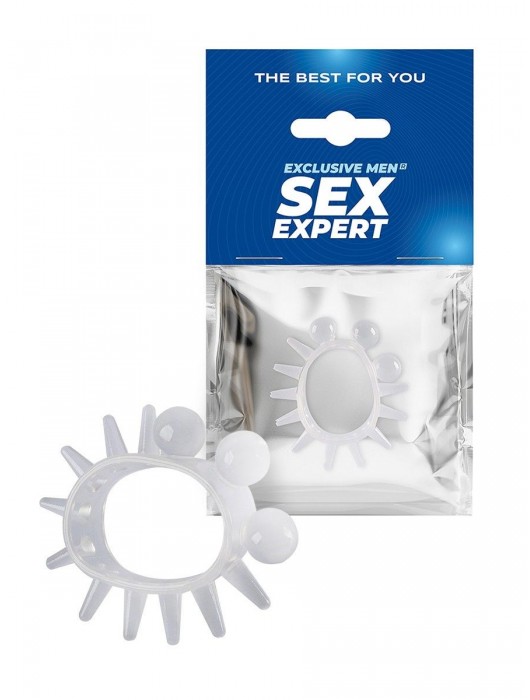 Эластичное эрекционное кольцо с шариками и лучами - Sex Expert - в Новом Уренгое купить с доставкой