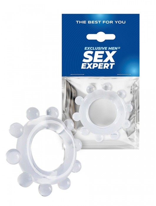 Прозрачное эрекционное кольцо со стимулирующими шариками - Sex Expert - в Новом Уренгое купить с доставкой