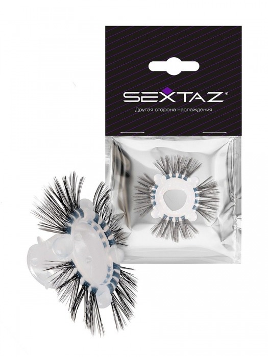 Эластичное эрекционное кольцо с черными «ресничками» - Sextaz - в Новом Уренгое купить с доставкой