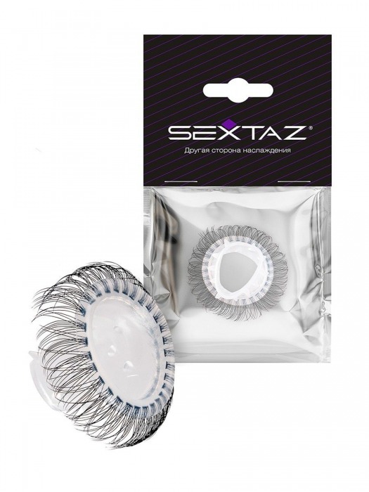 Эластичное эрекционное кольцо с длинными черными «ресничками» - Sextaz - в Новом Уренгое купить с доставкой