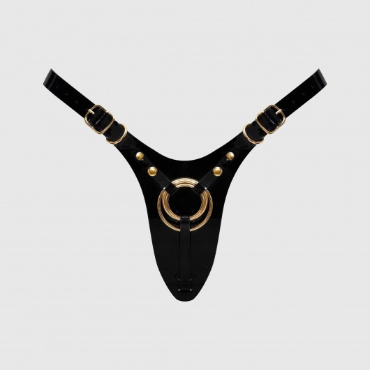 Черный пояс для фиксации насадок Strap-On-Me Leatherette Harness Fabulous - Strap-on-me - купить с доставкой в Новом Уренгое