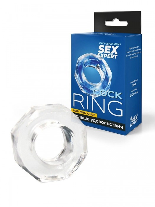 Прозрачное эрекционное кольцо в форме гайки - Sex Expert - в Новом Уренгое купить с доставкой