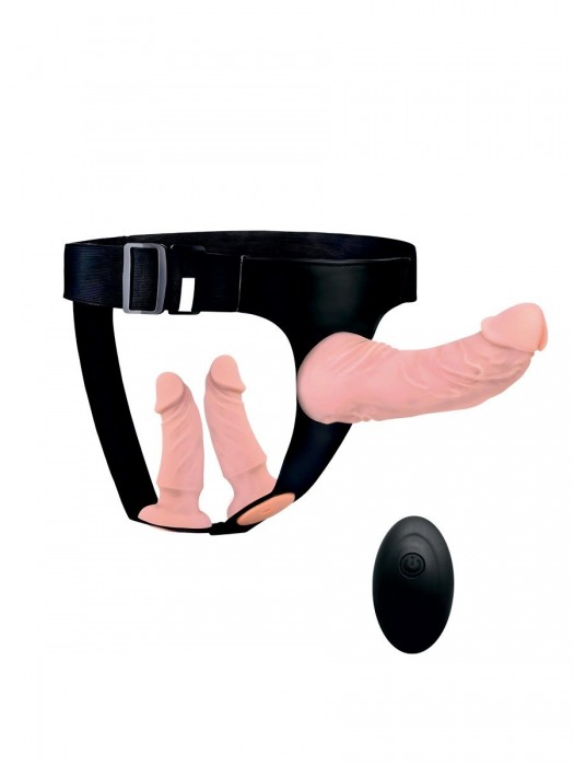 Женский страпон с 3 насадками и вибрацией - Erowoman-Eroman - купить с доставкой в Новом Уренгое