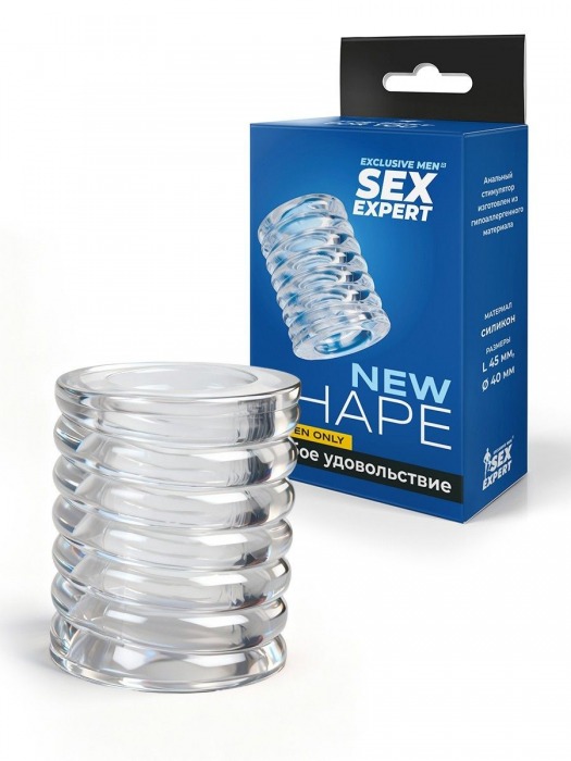 Прозрачная сквозная насадка на пенис с ребрышками - Sex Expert - в Новом Уренгое купить с доставкой