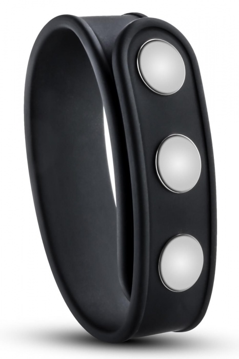 Черное эрекционное кольцо на кнопках - Blush Novelties - в Новом Уренгое купить с доставкой