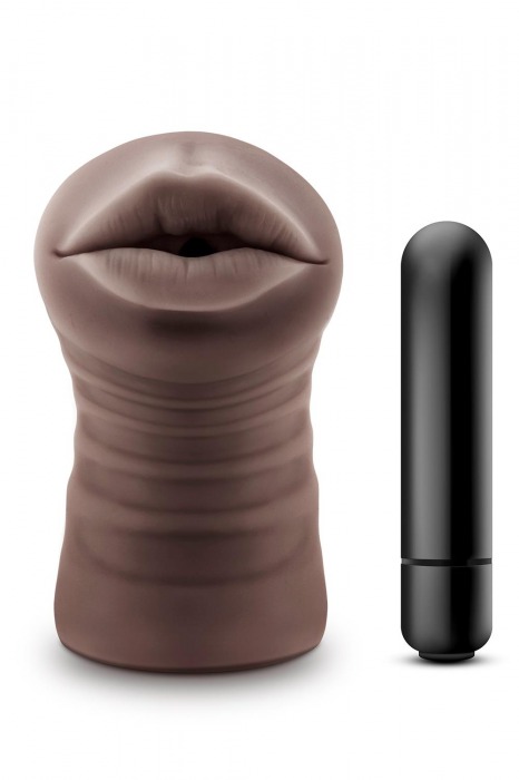 Коричневый мастурбатор-ротик Krystal Vibrating Masturbator - Blush Novelties - в Новом Уренгое купить с доставкой