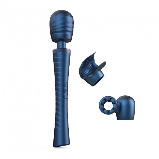 Синий вибромассажёр с насадками Man.wand Edgy - Manwan - в Новом Уренгое купить с доставкой