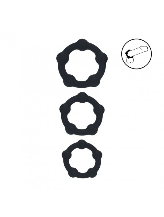 Набор из 3 эрекционных колец Beaded Silicone Cockring Set - Shots Media BV - в Новом Уренгое купить с доставкой
