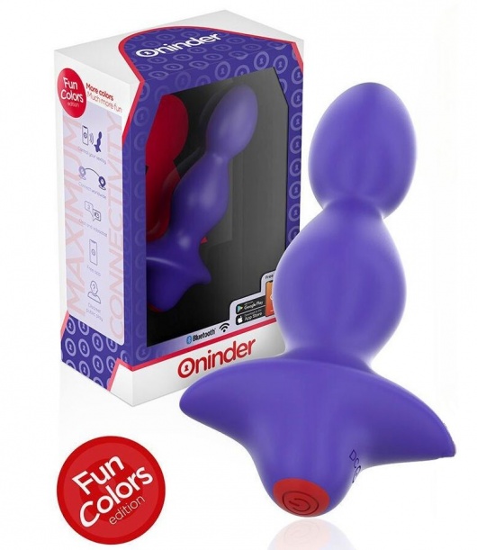 Фиолетовая анальная вибропробка с управлением через приложение - 13,5 см. - Oninder