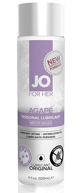 Женский лубрикант на водной основе JO AGAPE LUBRICANT ORIGINAL - 120 мл. - System JO - купить с доставкой в Новом Уренгое