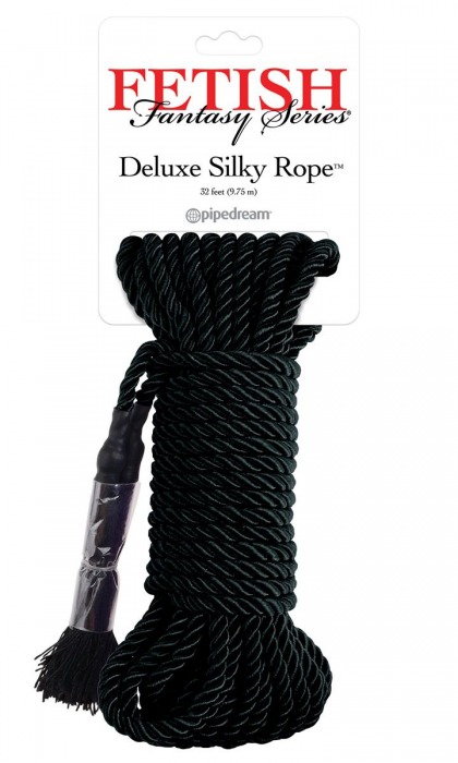 Черная веревка для фиксации Deluxe Silky Rope - 9,75 м. - Pipedream - купить с доставкой в Новом Уренгое