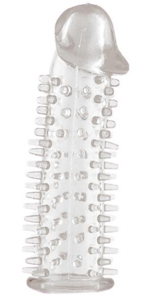 Прозрачная насадка на половой член с закрытой головкой и шипами - 12,5 см. - Toyfa Basic - в Новом Уренгое купить с доставкой