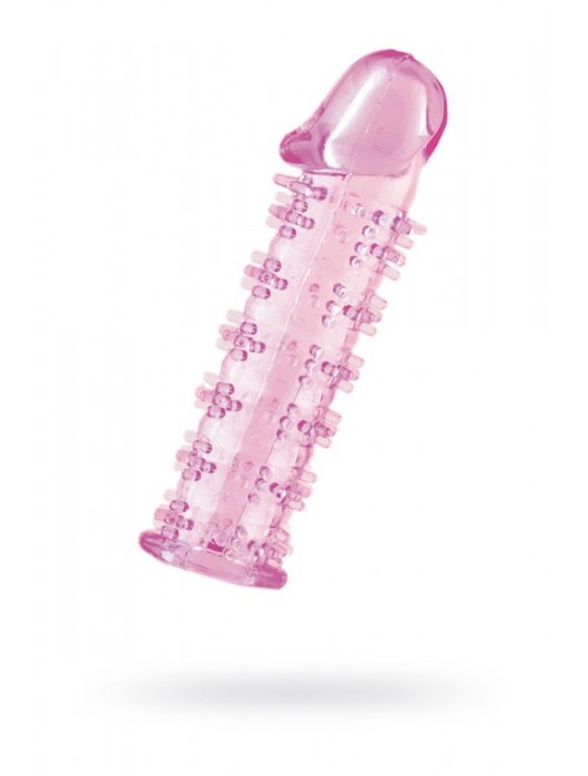 Гелевая розовая насадка на фаллос с шипами - 12 см. - Toyfa Basic - в Новом Уренгое купить с доставкой
