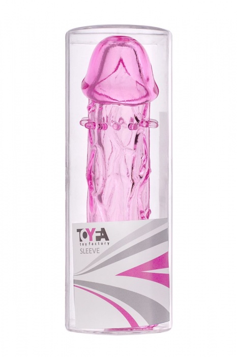 Гладкая розовая насадка с усиками под головкой - 12,5 см. - Toyfa Basic - в Новом Уренгое купить с доставкой