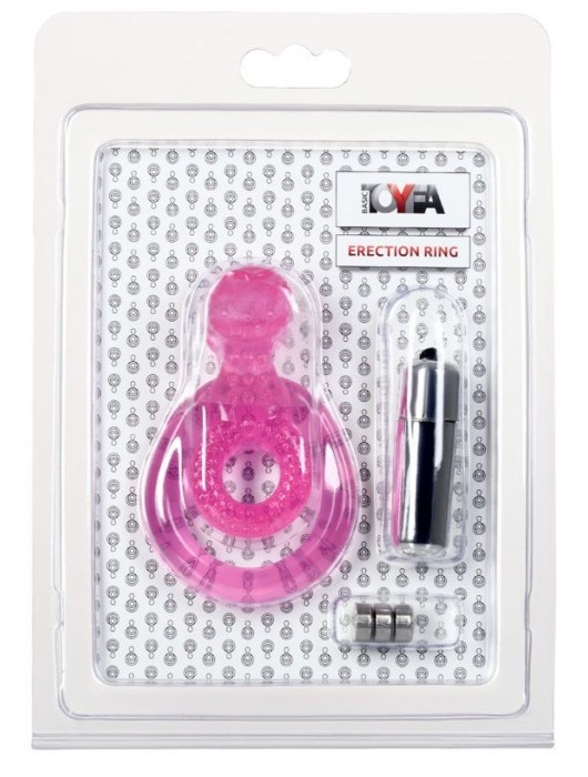 Розовая вибронасадка со стимулятор клитора   Язычок - Toyfa Basic - в Новом Уренгое купить с доставкой